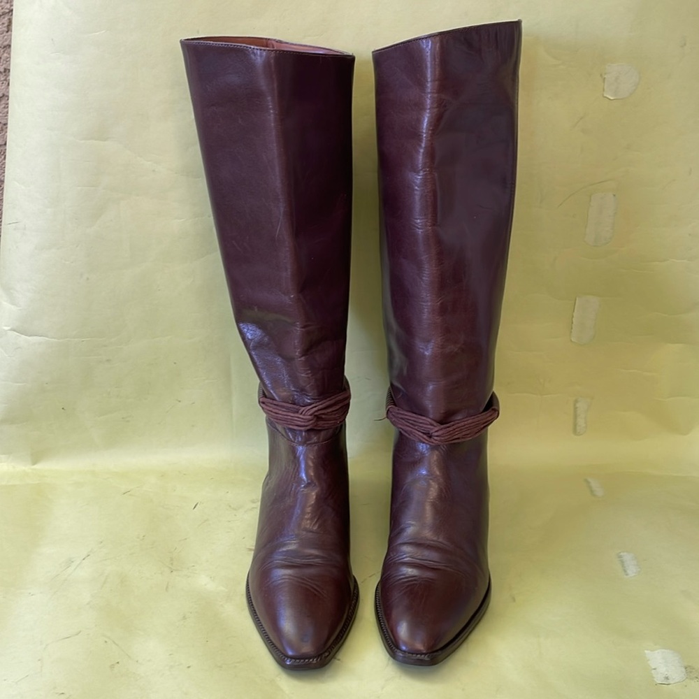 Vintage dark brown Flex distressed leather pull on riding boots - Picture 3 of 10